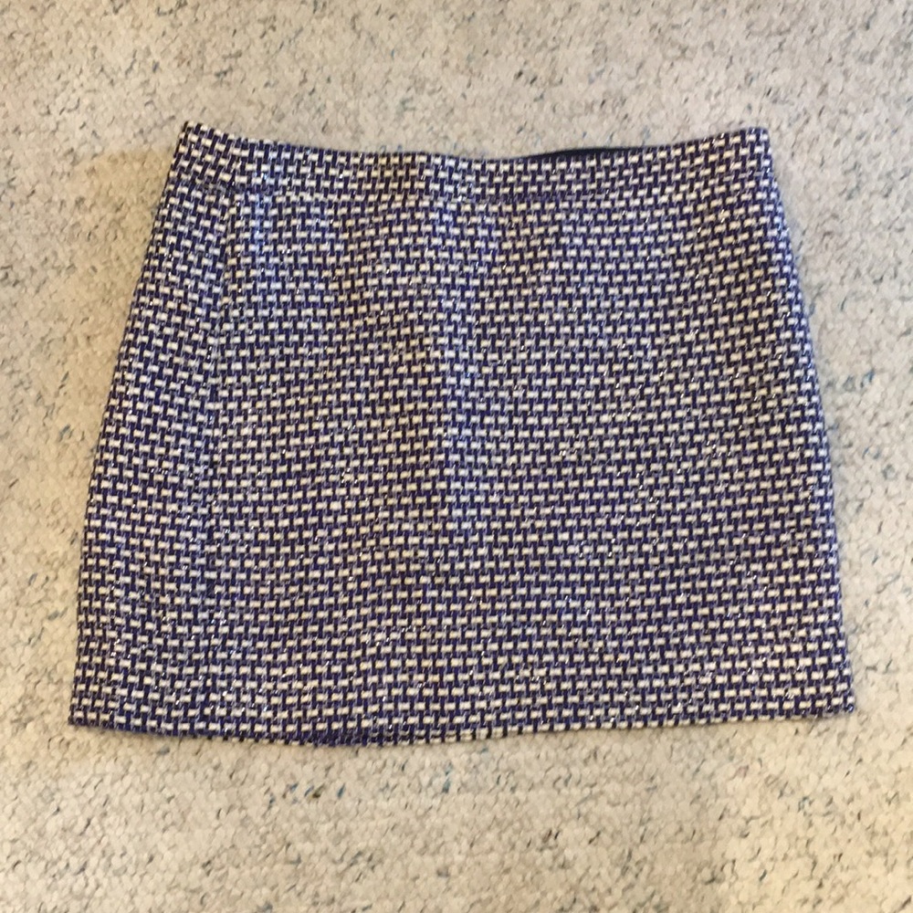 Blue and white weave sparkle mini skirt